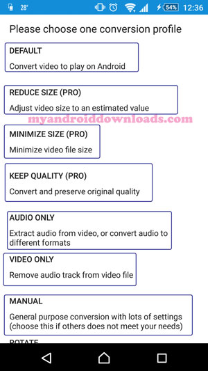 تحميل برنامج تحويل الصيغ الفيديو للاندرويد Audio/Video Converter شرح بالصور - خيارات متعددة من خلال برنامج تحويل صيغ الفيديو الى جميع الصيغ