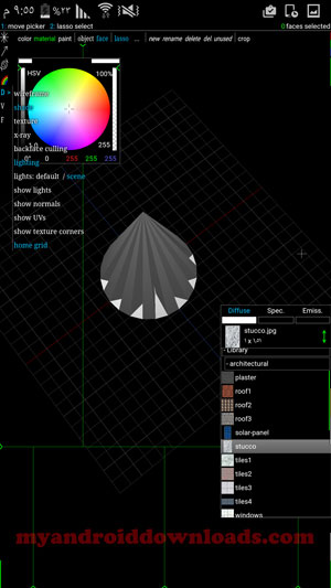 امكانية تحديد نوع المواد في برنامج رسم هندسي ثلاثي الابعاد spacedraw - تحميل برنامج رسم ثلاثي الابعاد للاندرويد