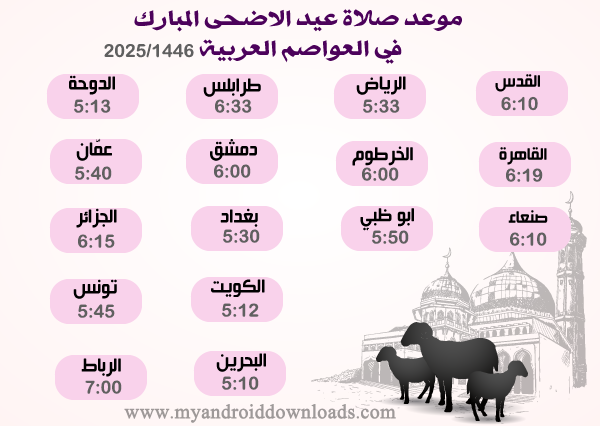 موعد صلاة عيد الاضحى 2025