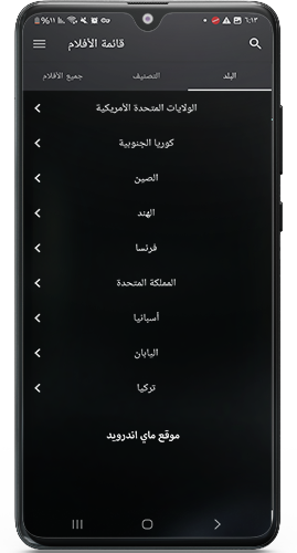 تصنيف عرض الافلام والمسلسلات حسب الدولة