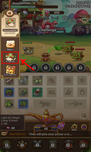 اضافة الاصدقاء في Legend of Mushroom online للاندرويد