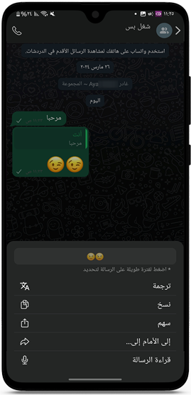 خيارات الدردشة مع الاصدقاء في تحديث واتس mb