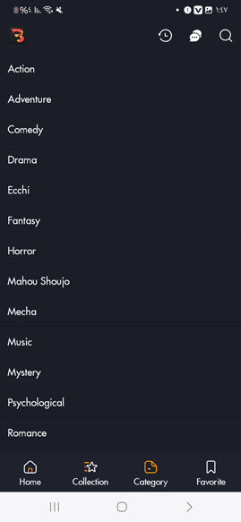 تصنيقات افلام الانمي في برنامج beeanime apk