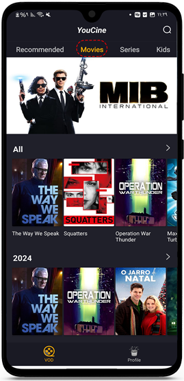 اشهر الافلام العالميه في تبويب movies يوسيني