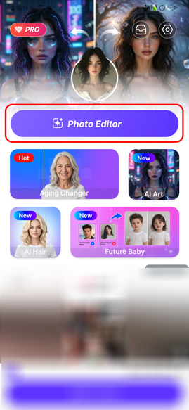 الواجهة الرئيسية في برنامج Future Face