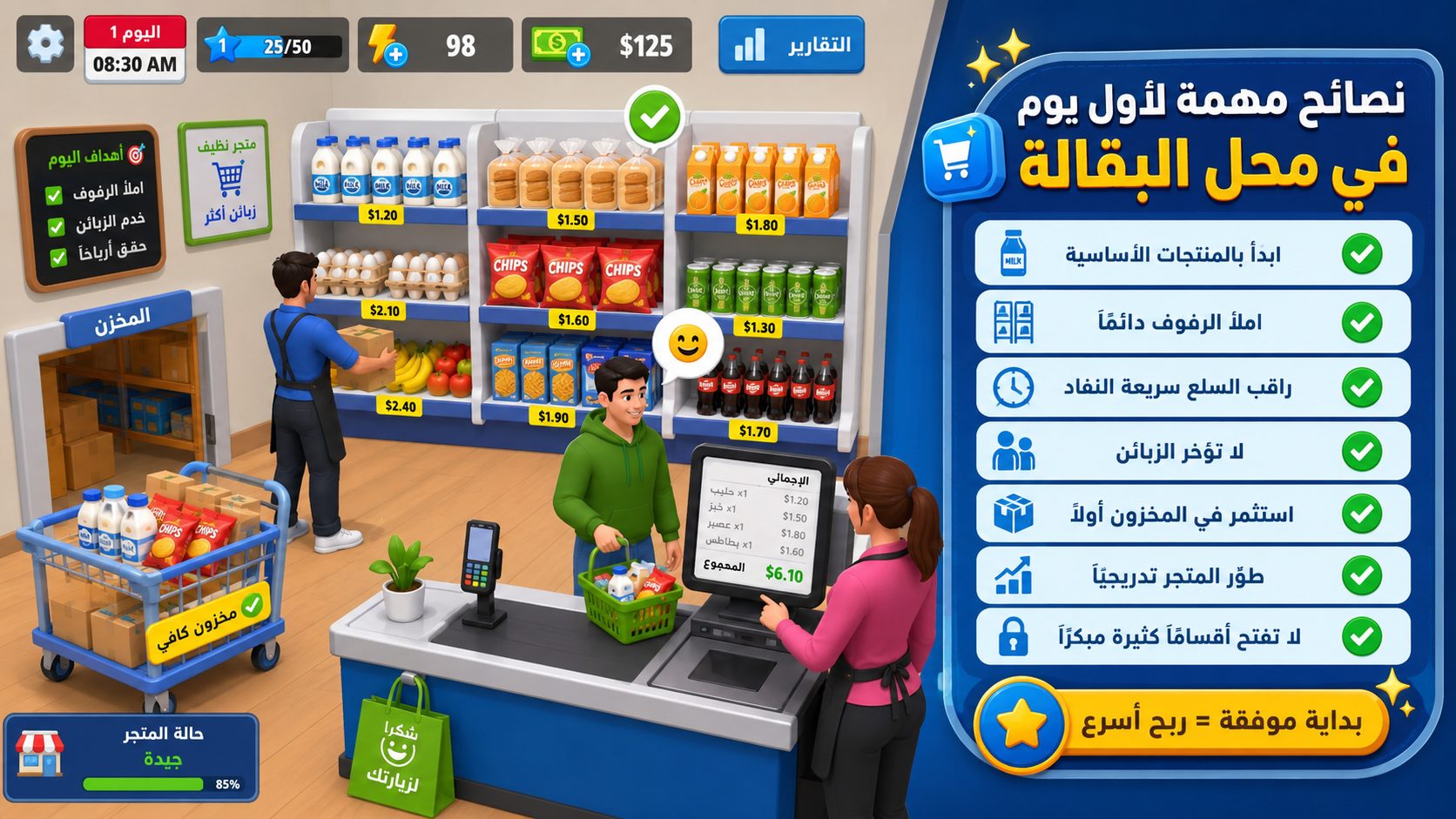 نصائح مهمة لأول يوم في محل البقالة بدون اخطاء
