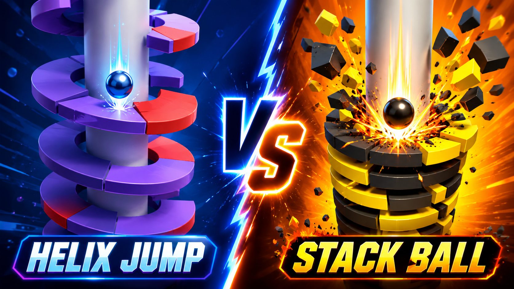 الفرق بين لعبة Helix Jump و لعبة Stack Ball