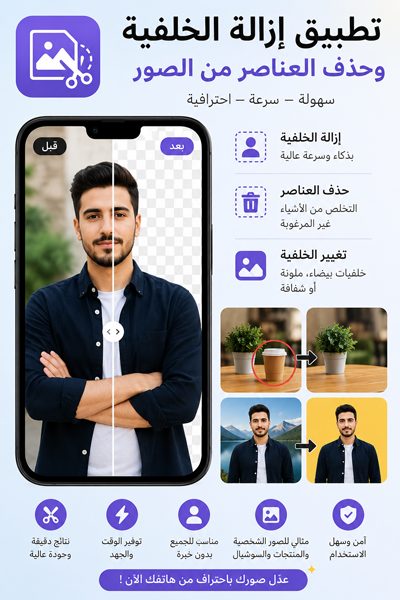 عدل صورك الان بسهولة من خلال برنامج ازالة الخلفية من الصورة بسهولة 