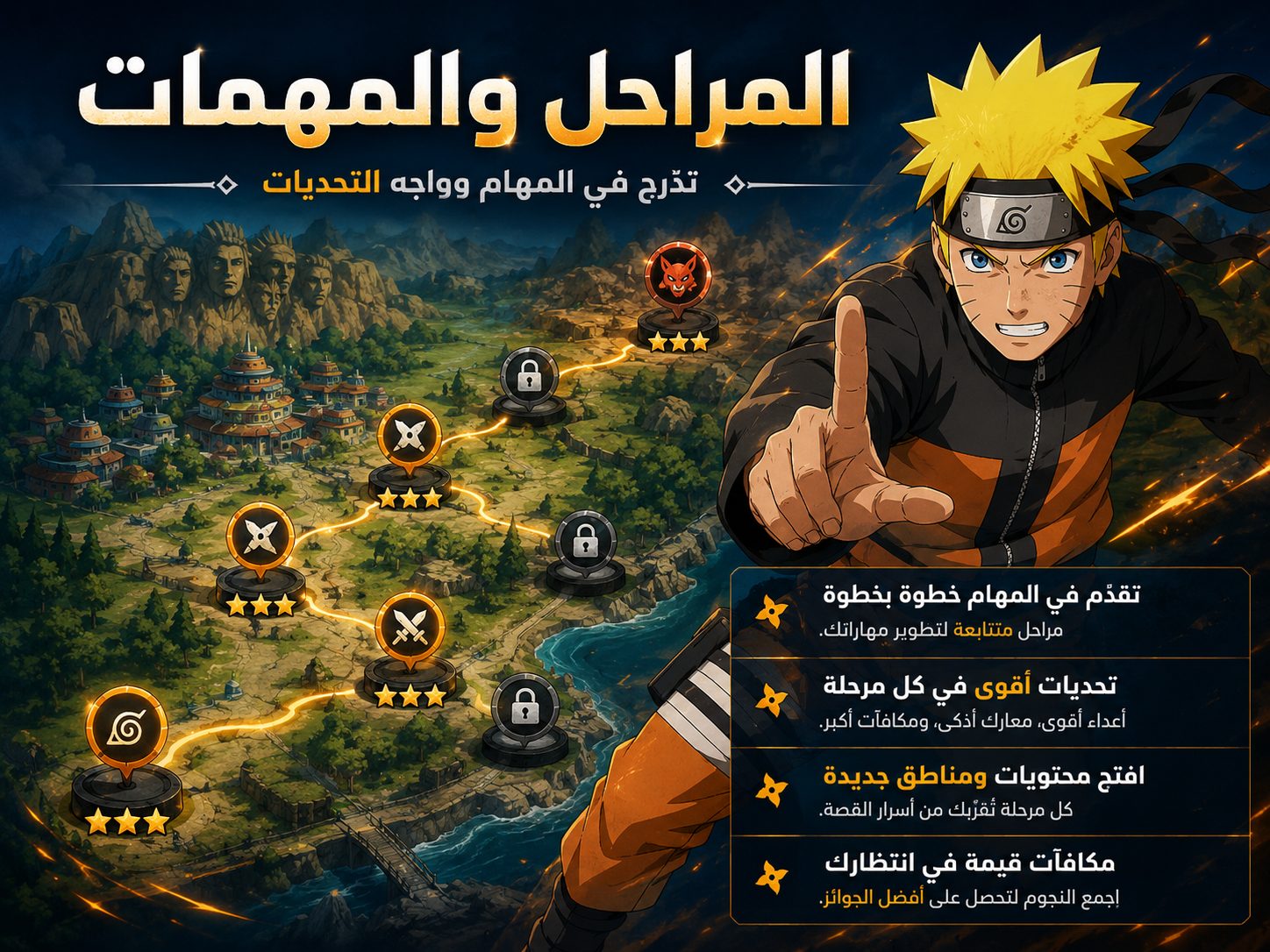 كيف تتطور داخل المراحل لعبة ناروتو موبايل؟
